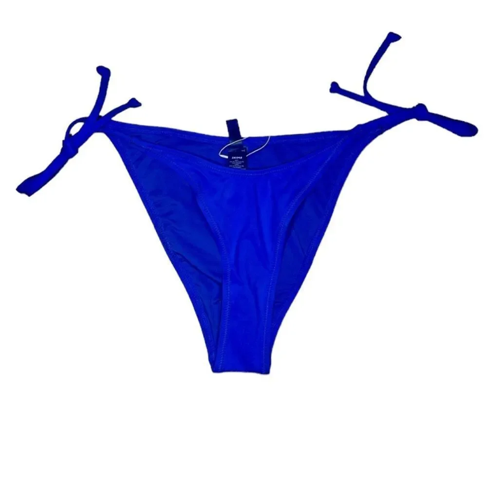 NWT SKIMS Rare Swim Bikini Dip Tie Bottom In Cobalt Blue High Waist Swimwear